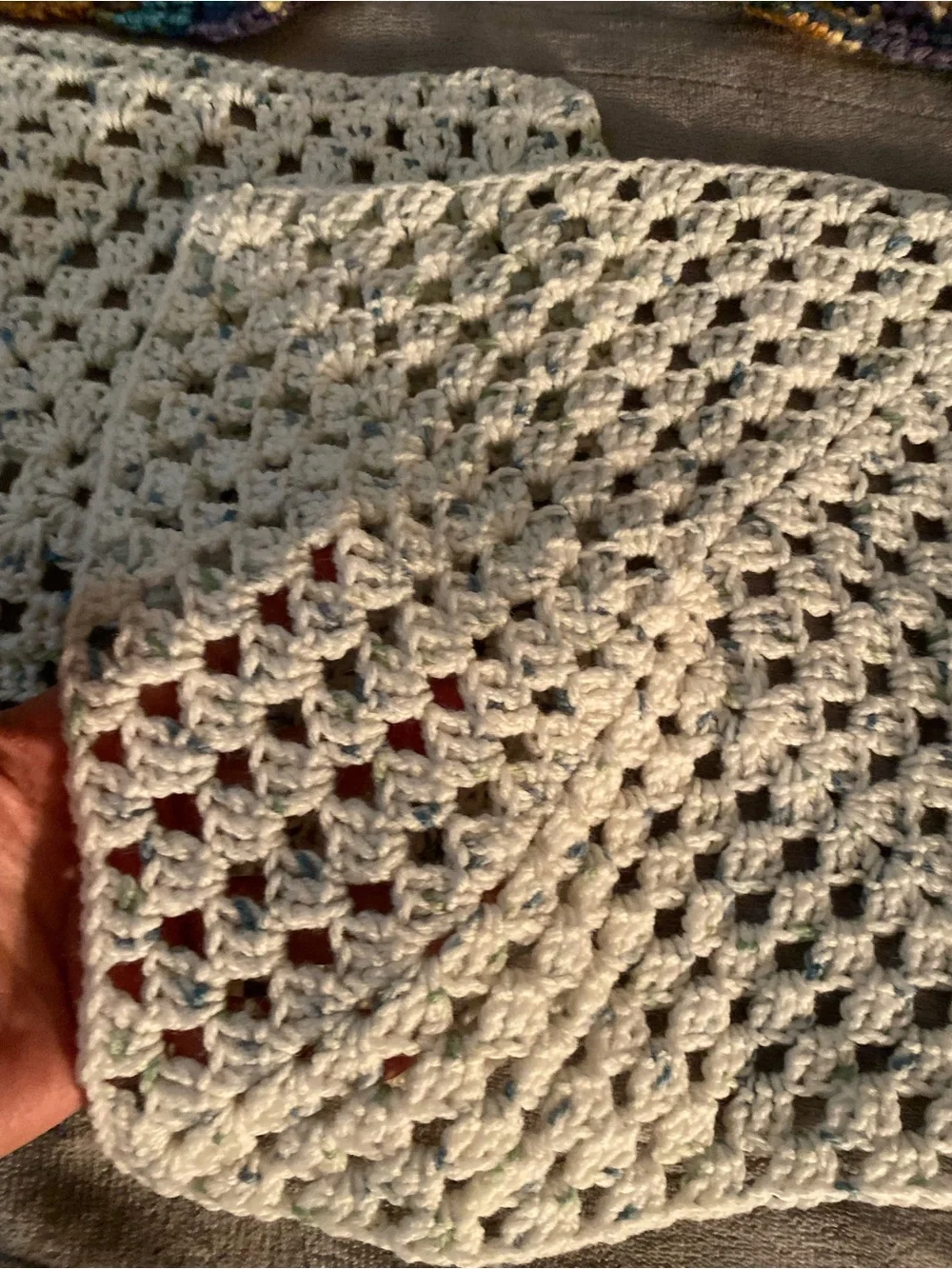 Hand-Crocheted White Granny Square dish cloths and potholders
